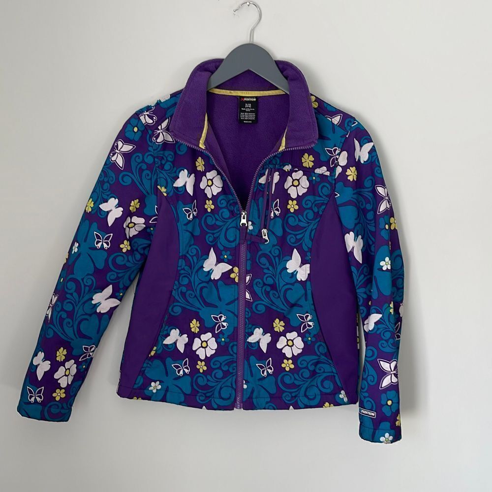 Girls Xpedition Jacket- Size XL 14/16 Purple, Teal and Yellow.‎